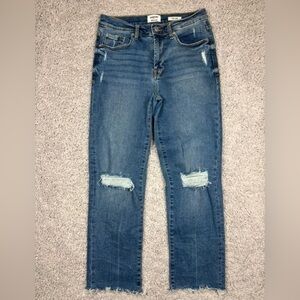 Kensie Jeans Womens 4 Vintage Luxe The Slim Regular Distressed Holes Raw Fringe